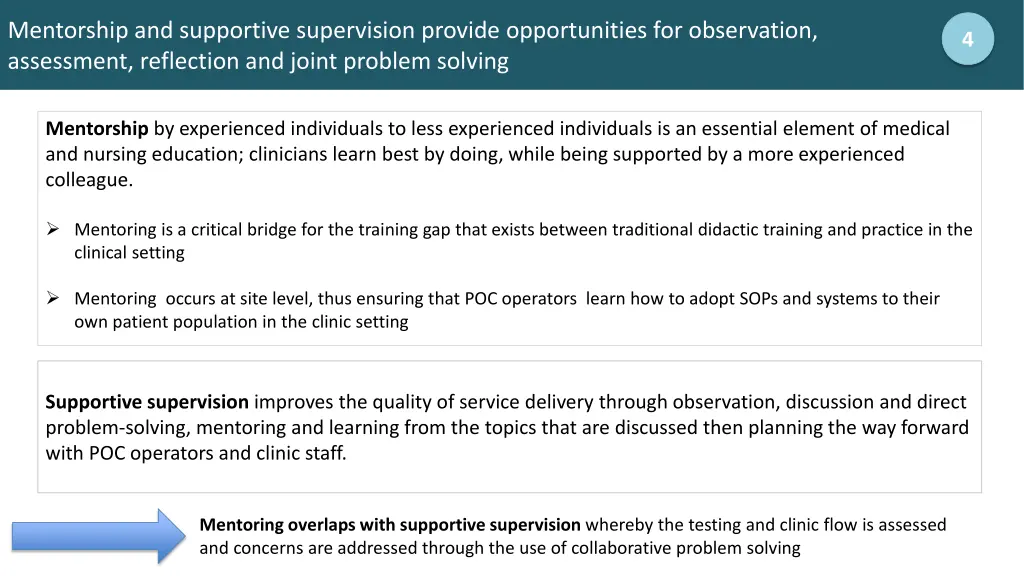 mentorship and supportive supervision provide