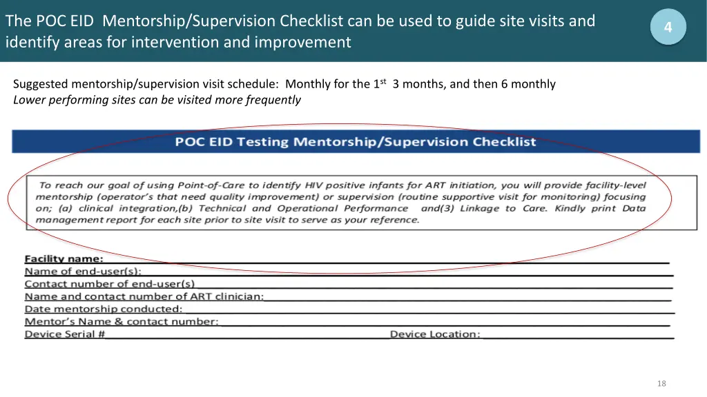 the poc eid mentorship supervision checklist