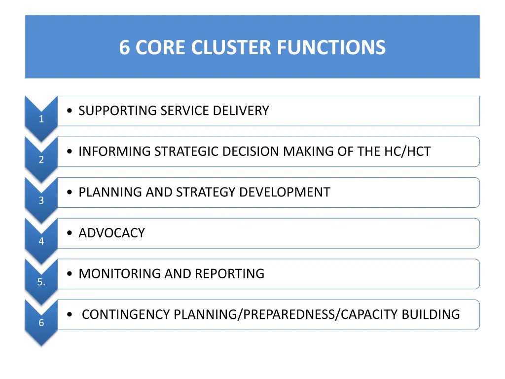 6 core cluster functions