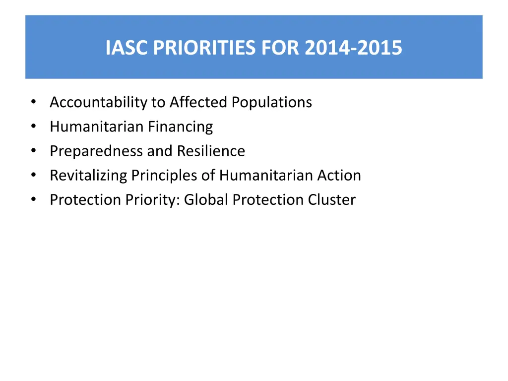 iasc priorities for 2014 2015