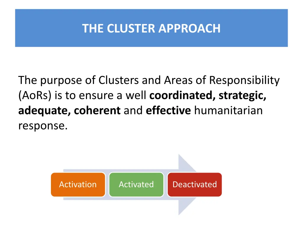 the cluster approach