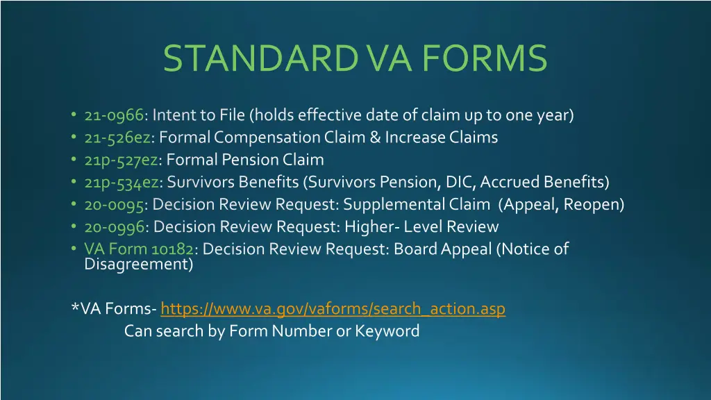 standard va forms