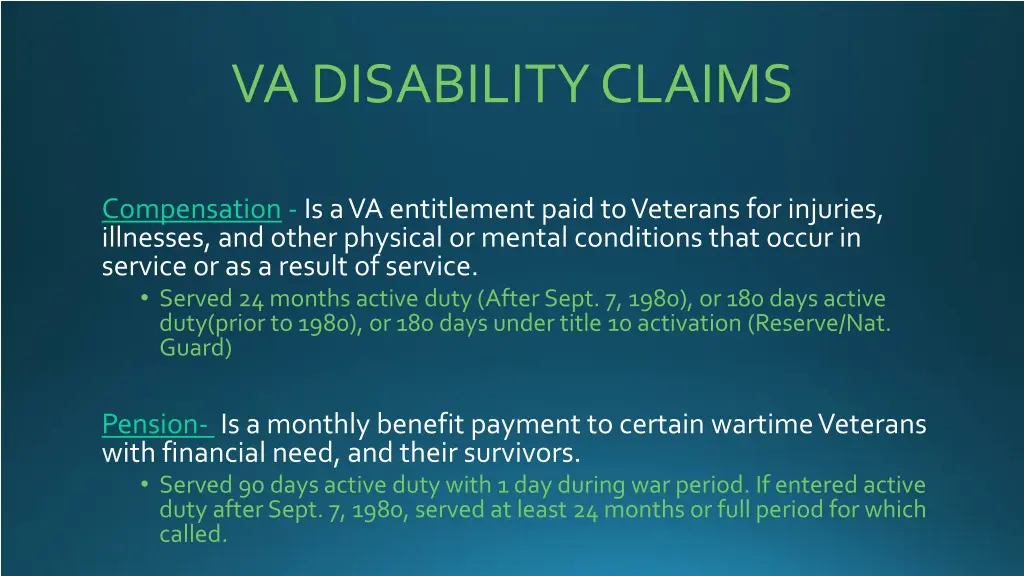 va disability claims