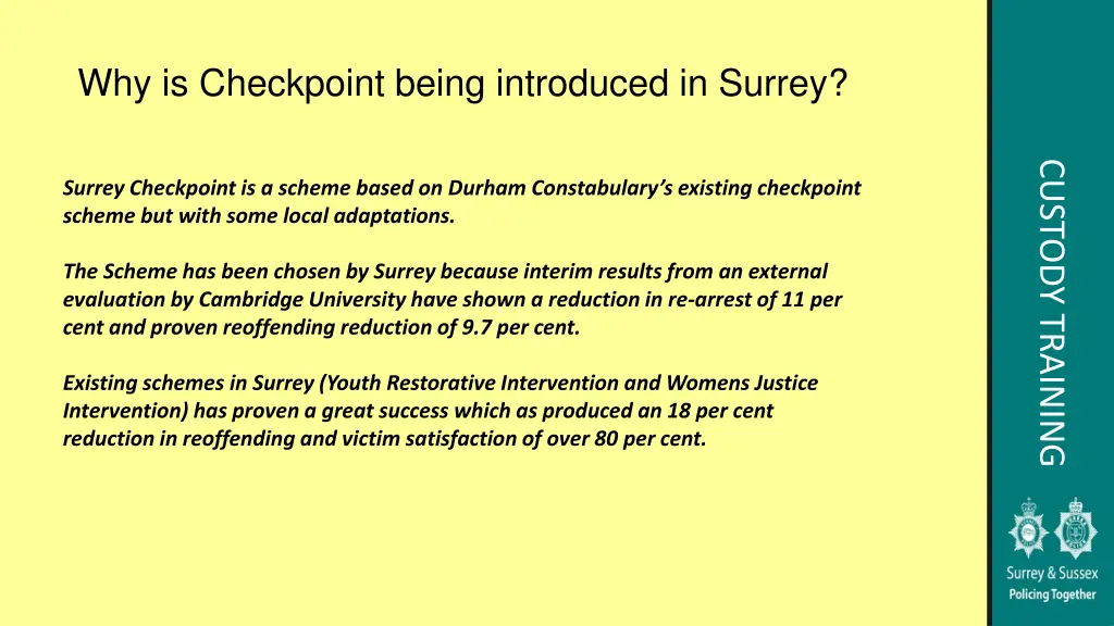 why is checkpoint being introduced in surrey