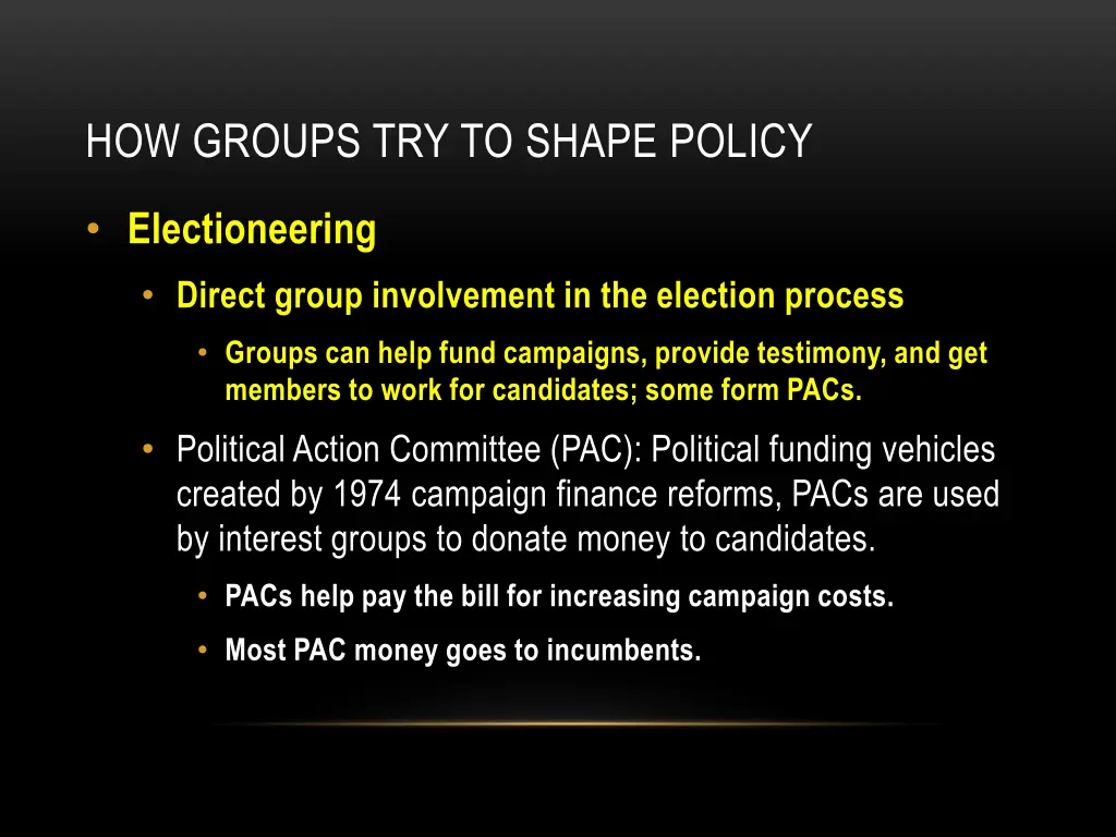 how groups try to shape policy 2