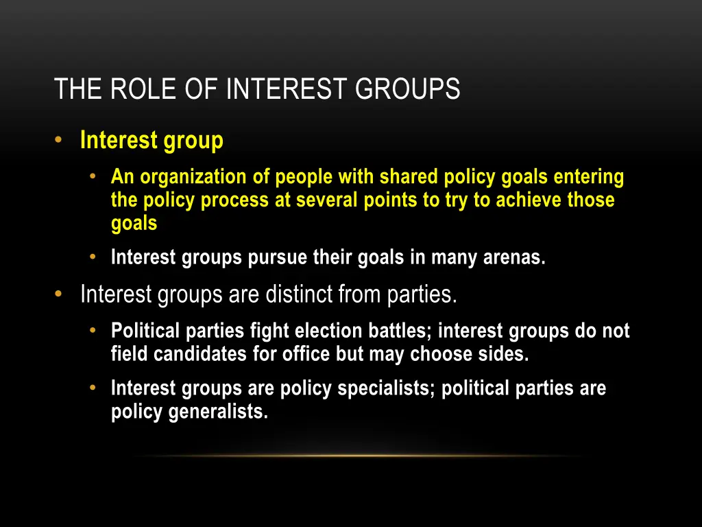 the role of interest groups