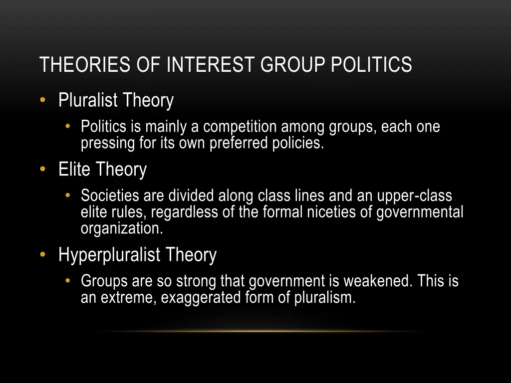 theories of interest group politics