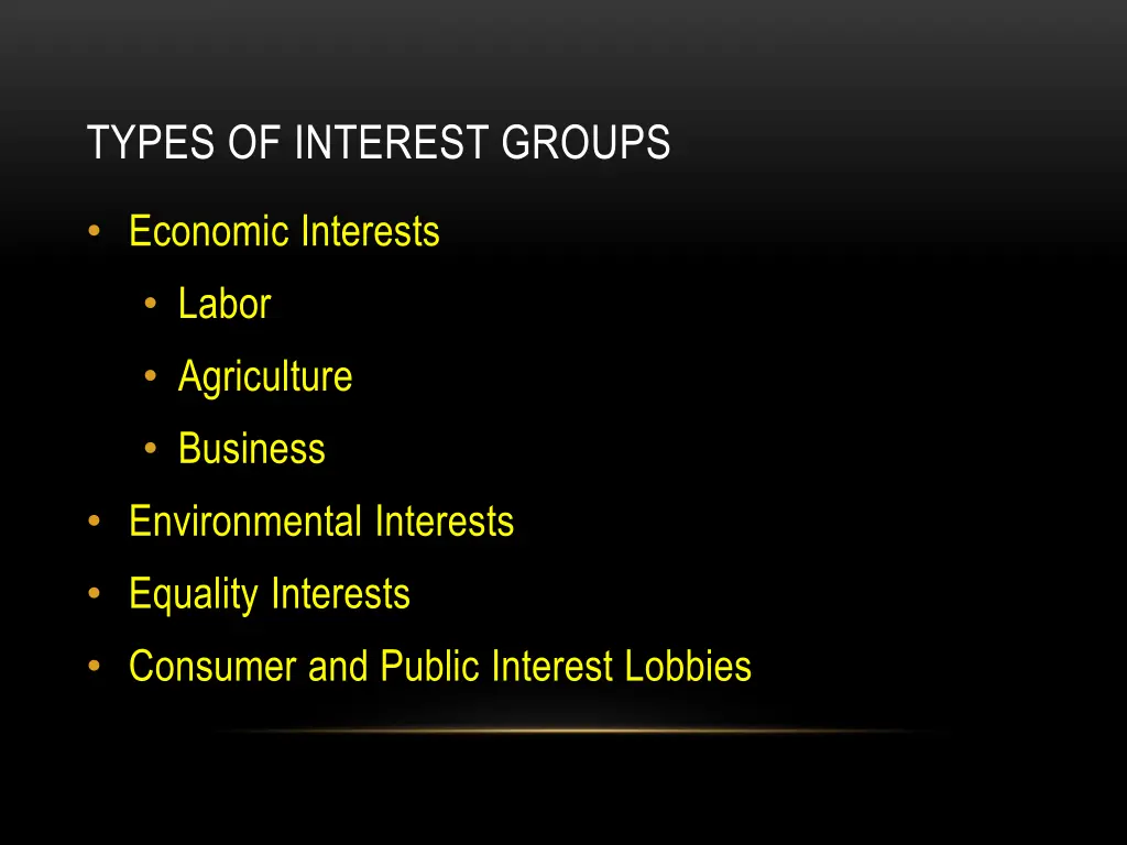 types of interest groups