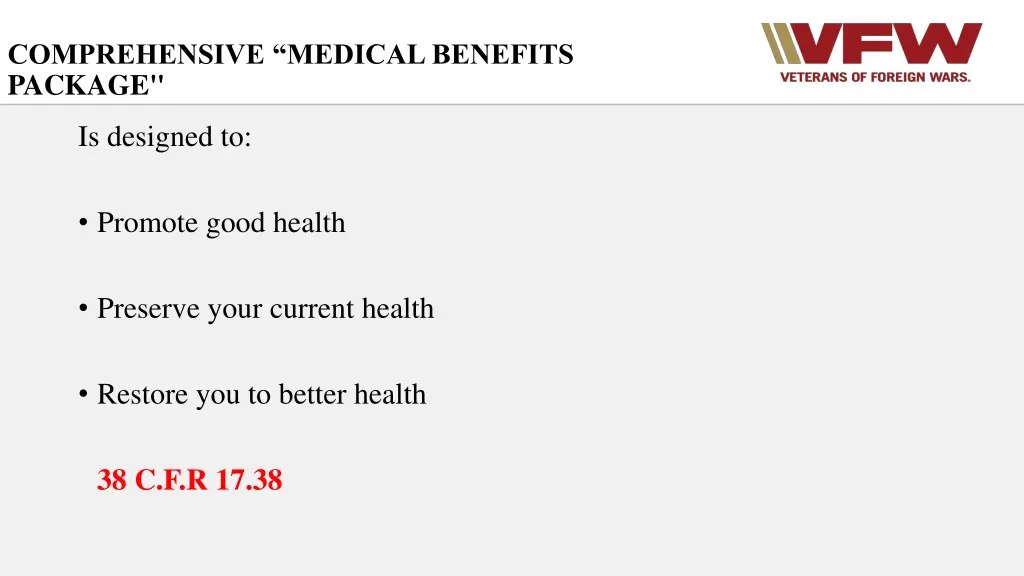 comprehensive medical benefits package