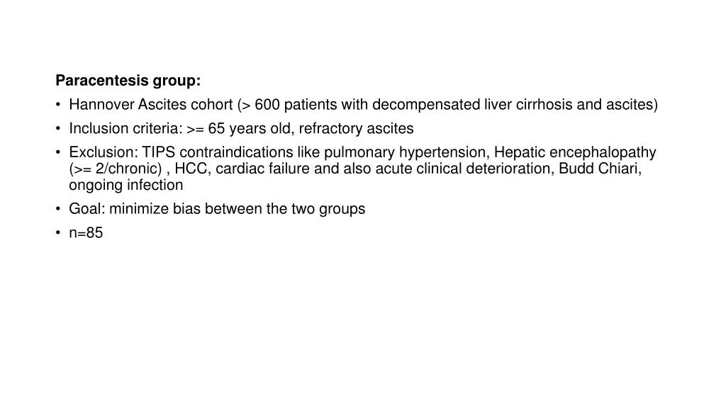 paracentesis group hannover ascites cohort