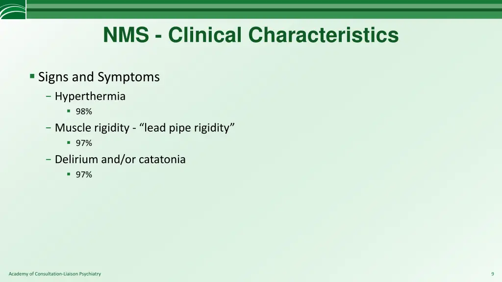 nms clinical characteristics 1