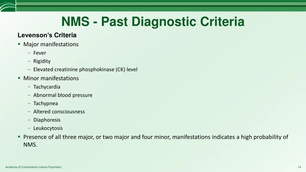 nms past diagnostic criteria levenson s criteria