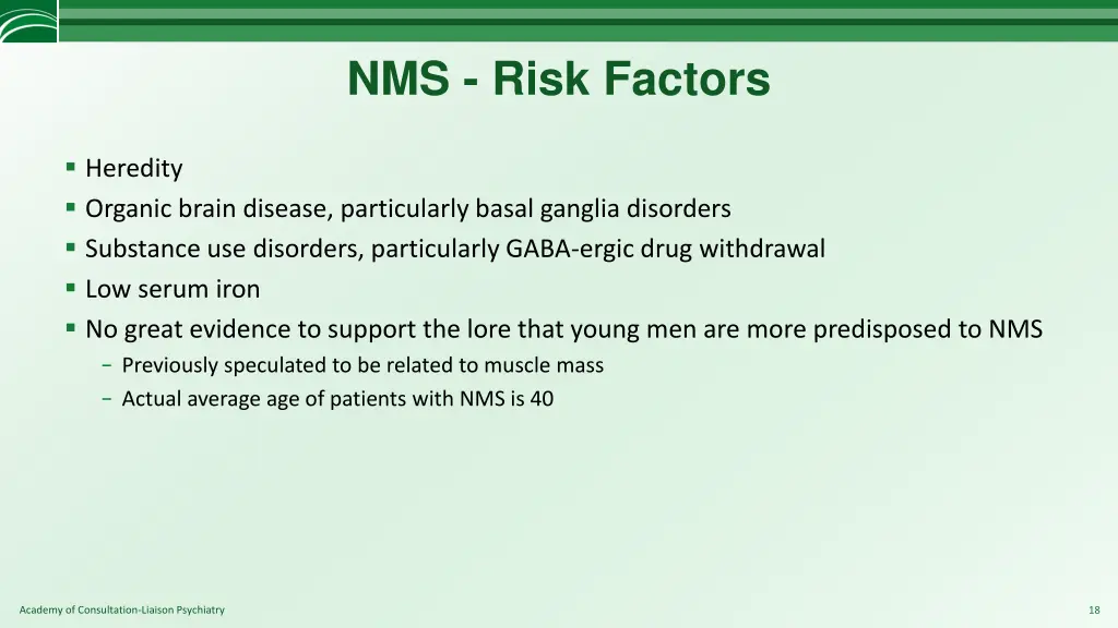 nms risk factors