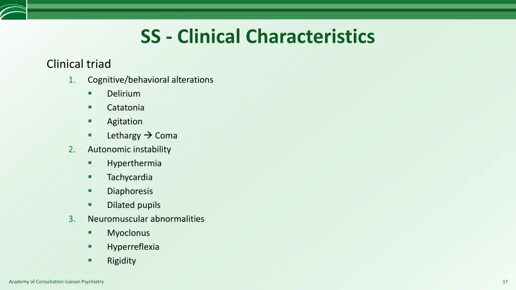 ss clinical characteristics