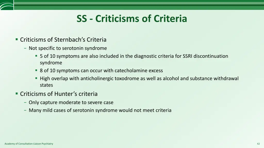 ss criticisms of criteria