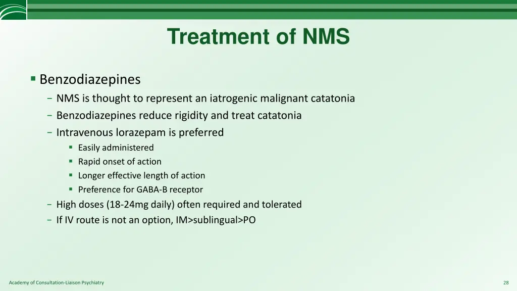 treatment of nms 1