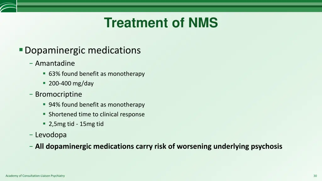 treatment of nms 3