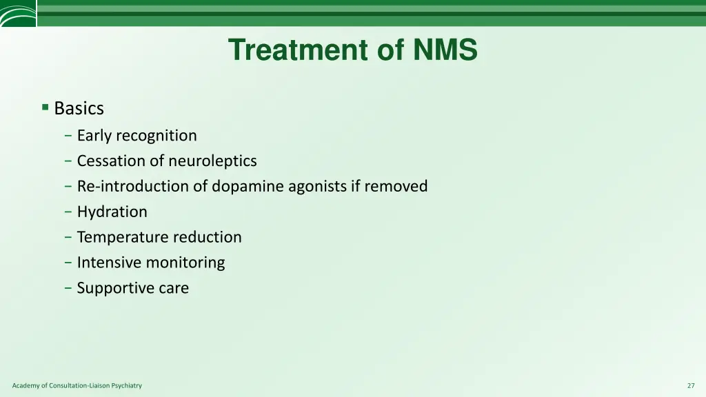 treatment of nms