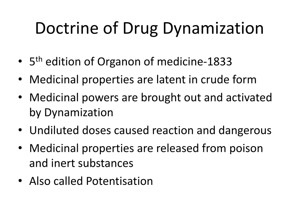 doctrine of drug dynamization