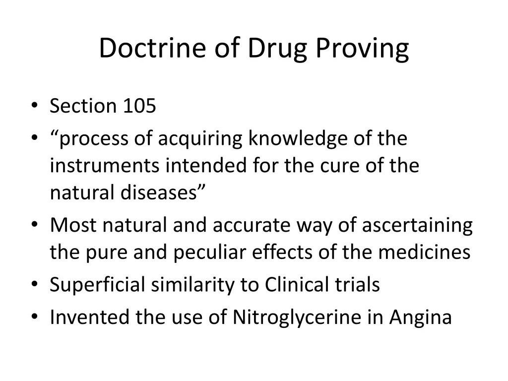 doctrine of drug proving