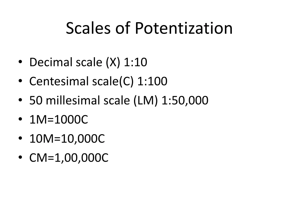 scales of potentization