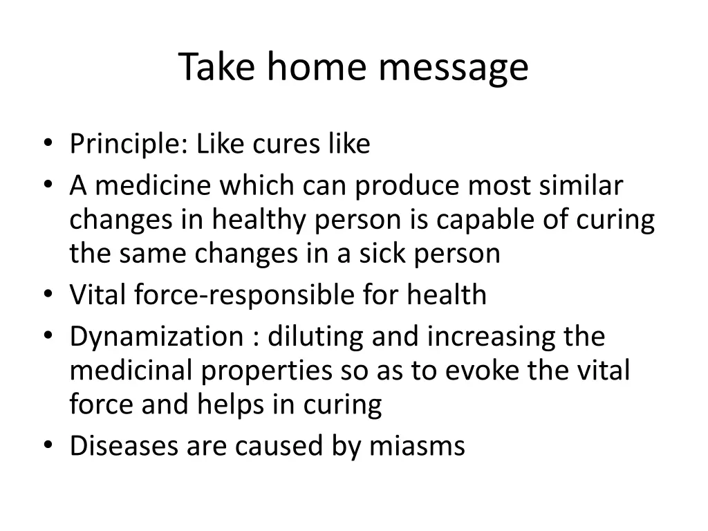 take home message