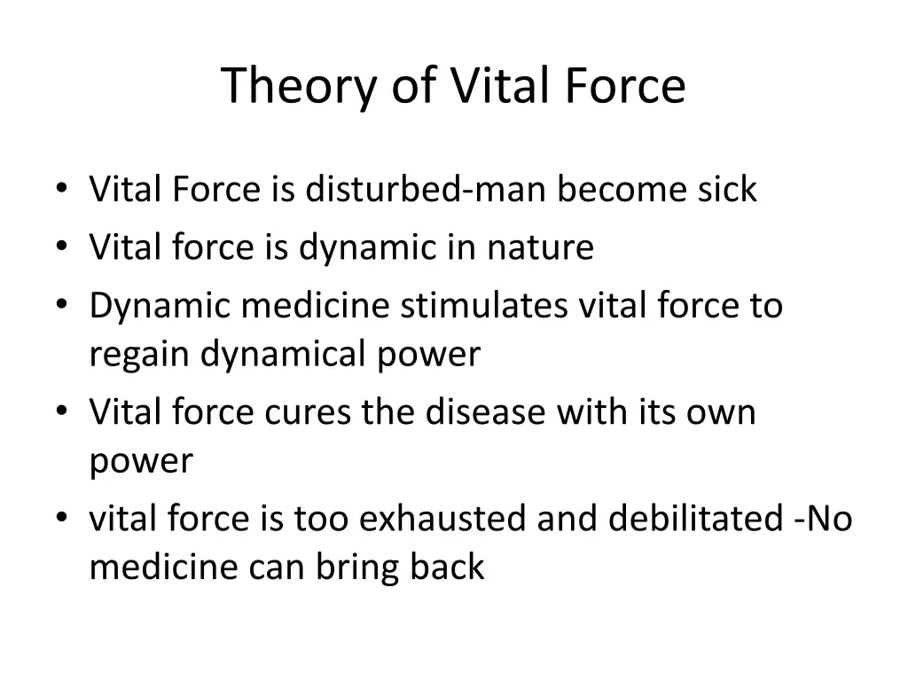 theory of vital force 1