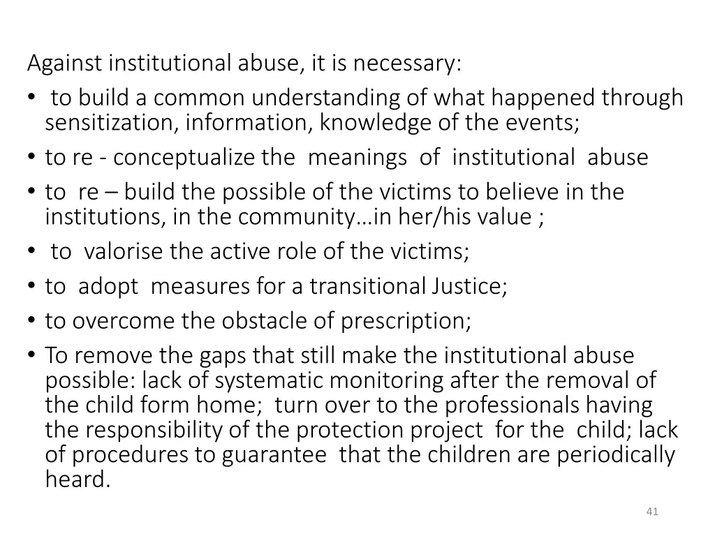 against institutional abuse it is necessary