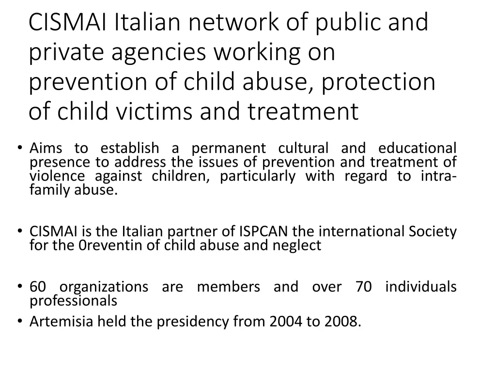 cismai italian network of public and private