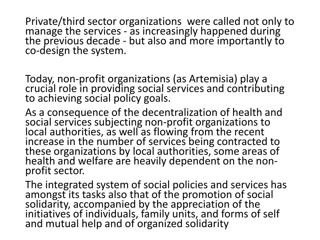 private third sector organizations were called