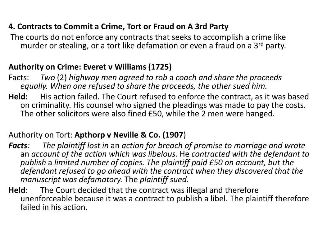 4 contracts to commit a crime tort or fraud