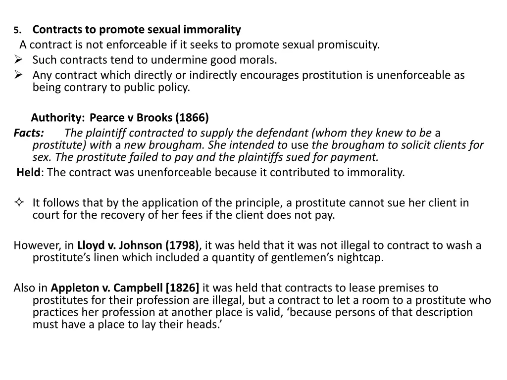 5 contracts to promote sexual immorality