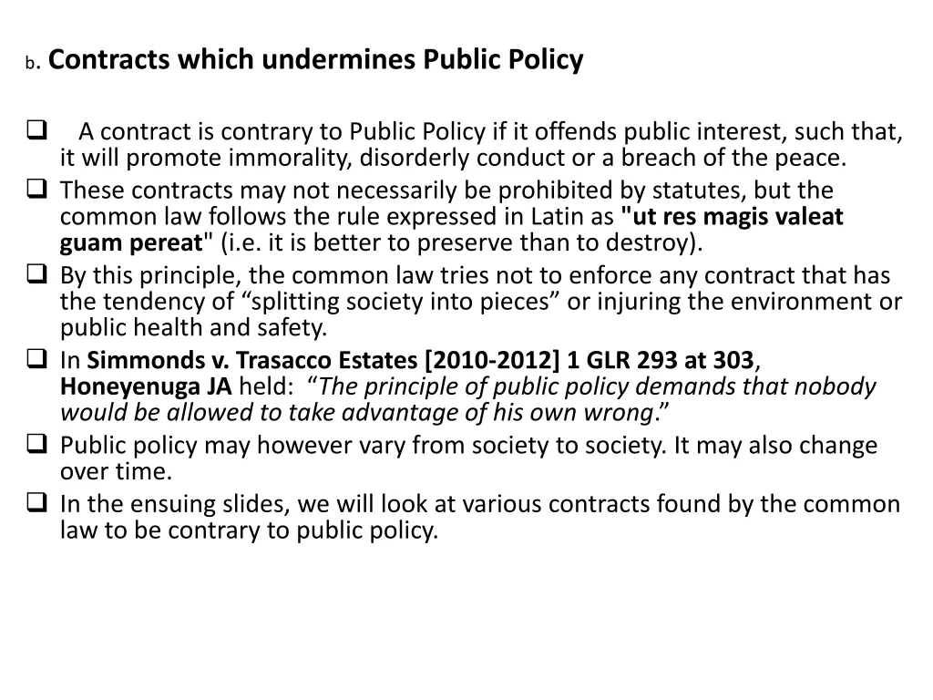 b contracts which undermines public policy