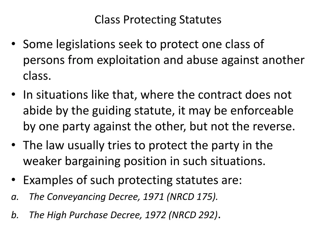 class protecting statutes