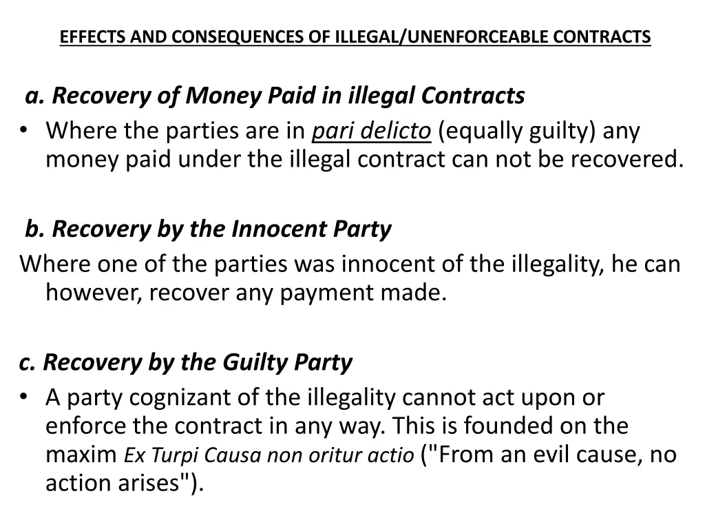 effects and consequences of illegal unenforceable