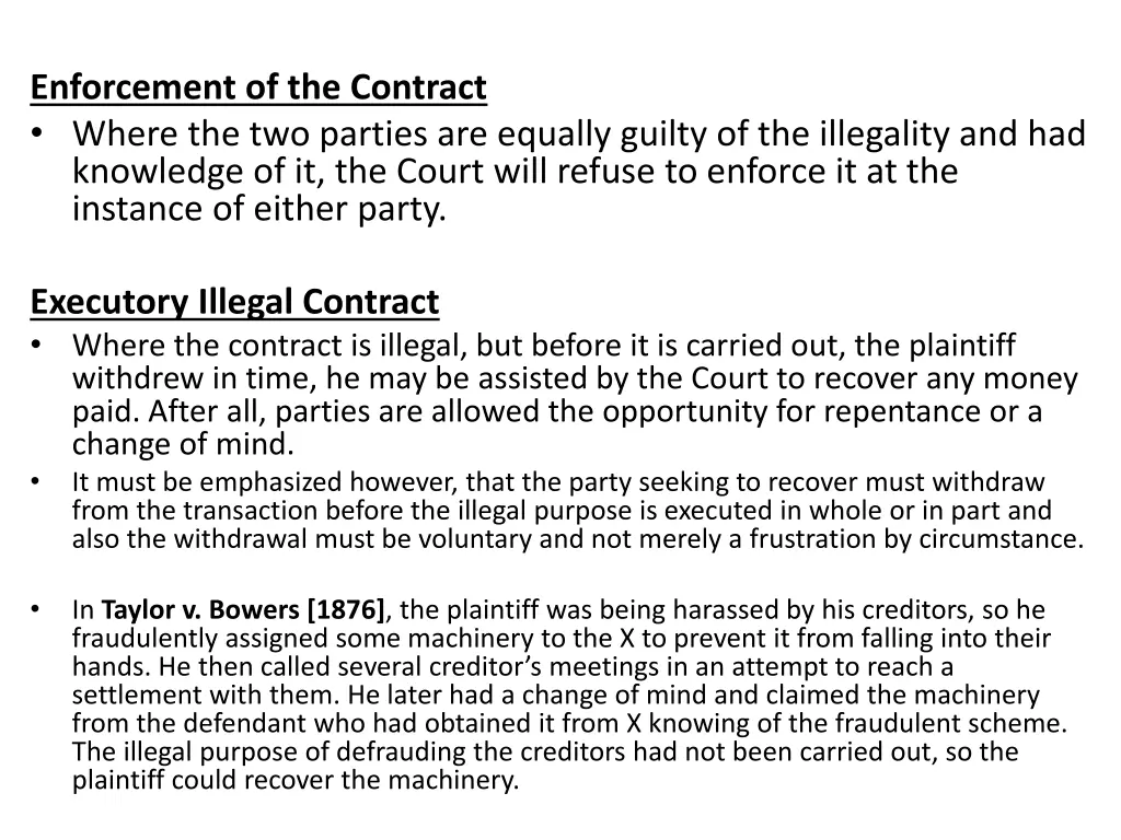 enforcement of the contract where the two parties