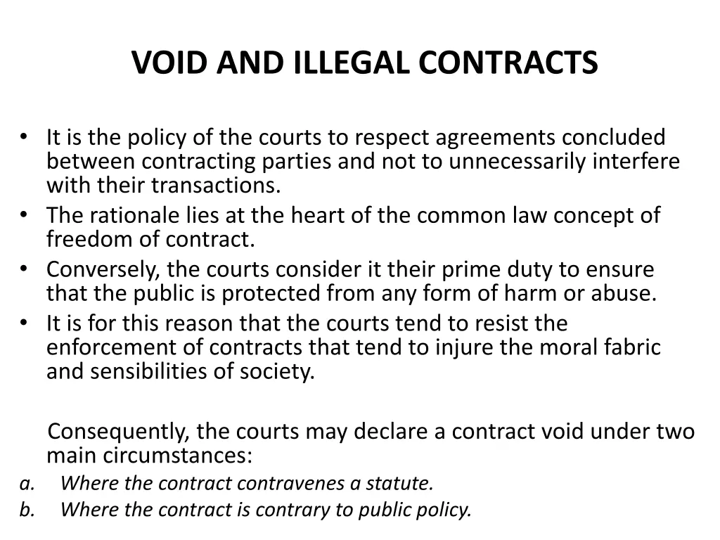 void and illegal contracts