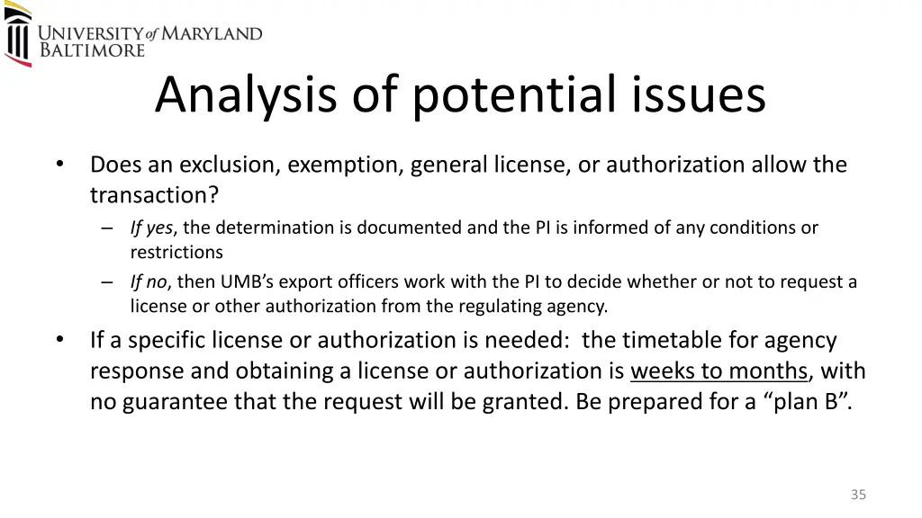 analysis of potential issues