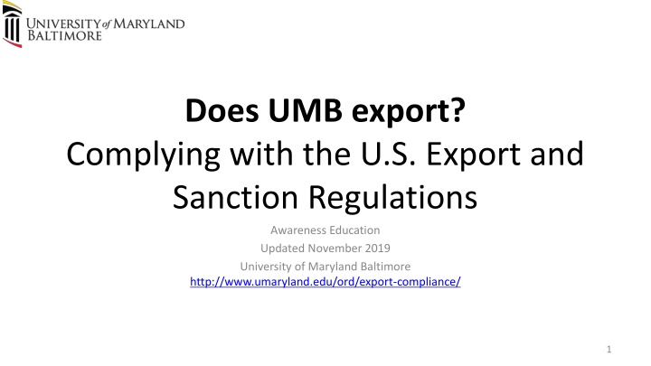 does umb export complying with the u s export