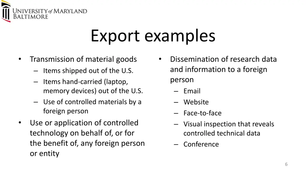 export examples