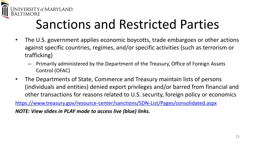 sanctions and restricted parties