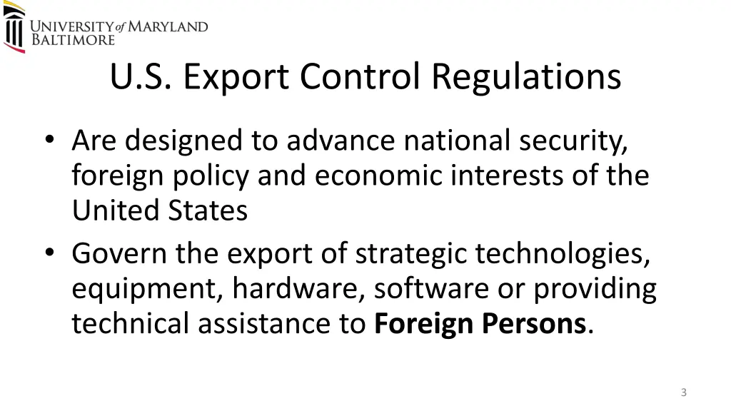 u s export control regulations