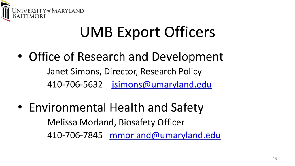 umb export officers