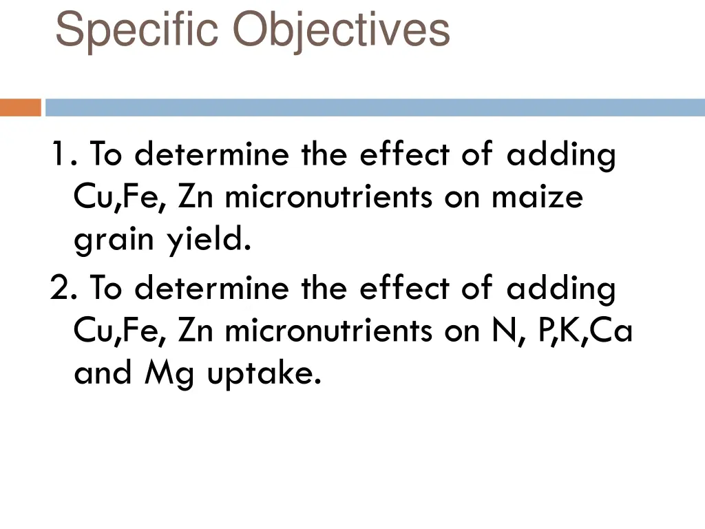 specific objectives