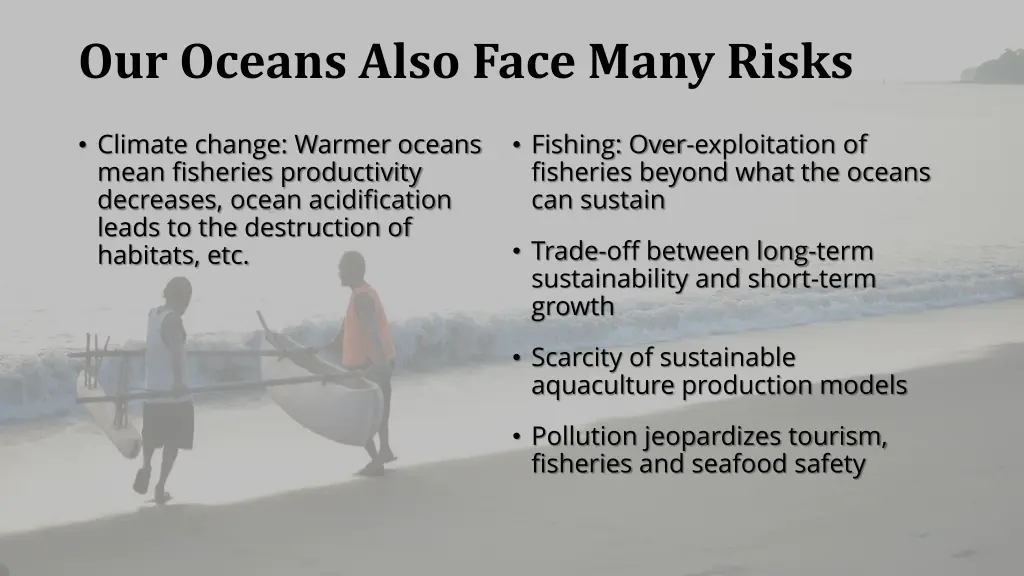 our oceans also face many risks