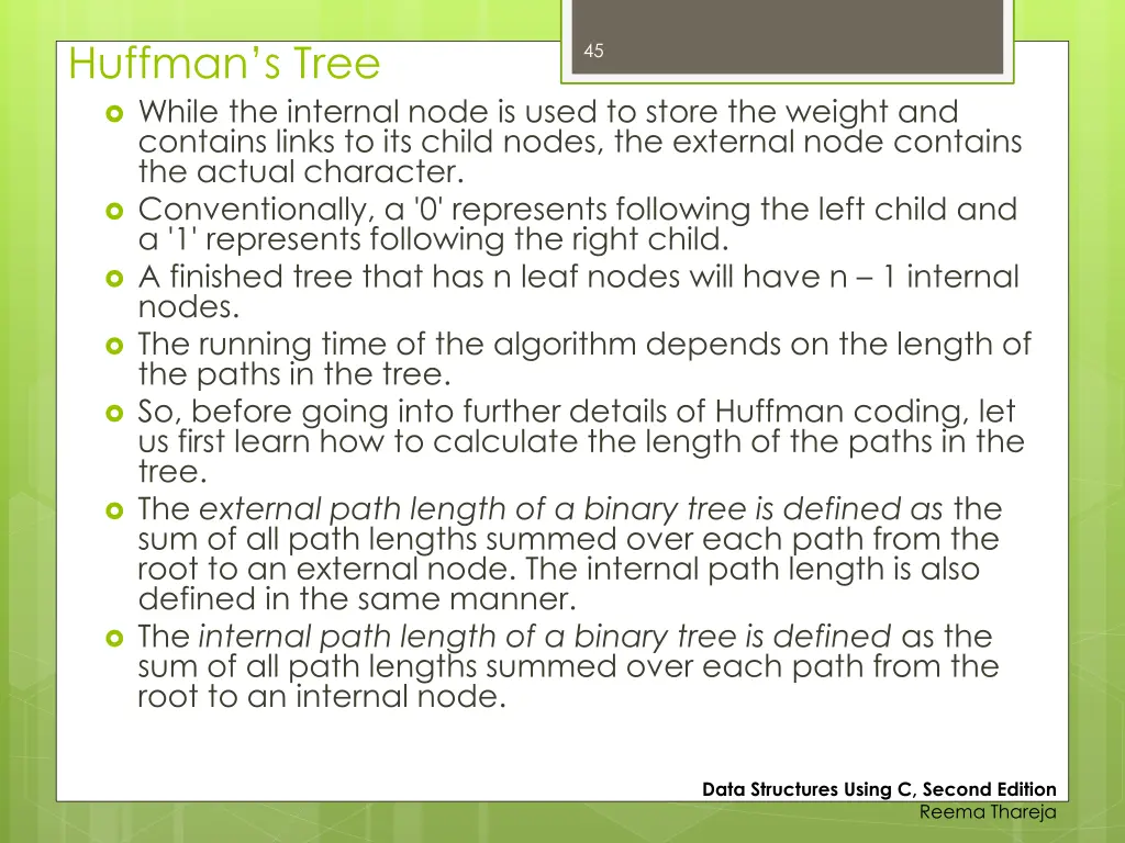 huffman s tree while the internal node is used