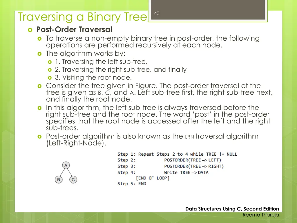 traversing a binary tree post order traversal