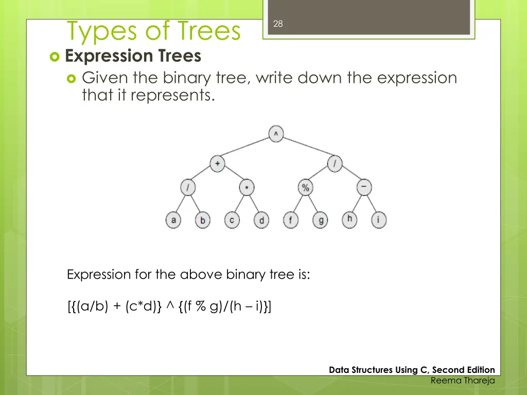 types of trees expression trees given the binary