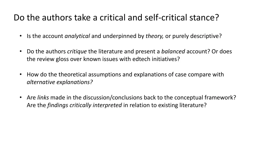 do the authors take a critical and self critical