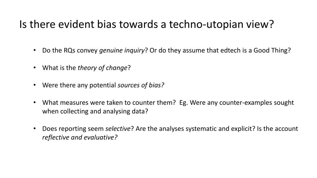 is there evident bias towards a techno utopian